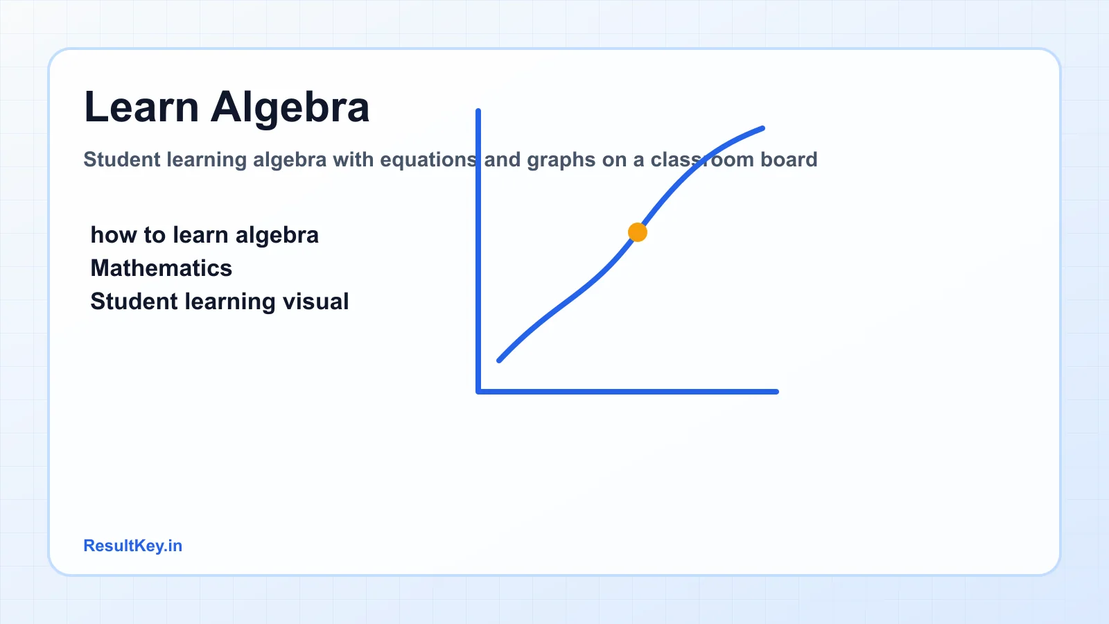 Student learning algebra with equations and graphs on a classroom board