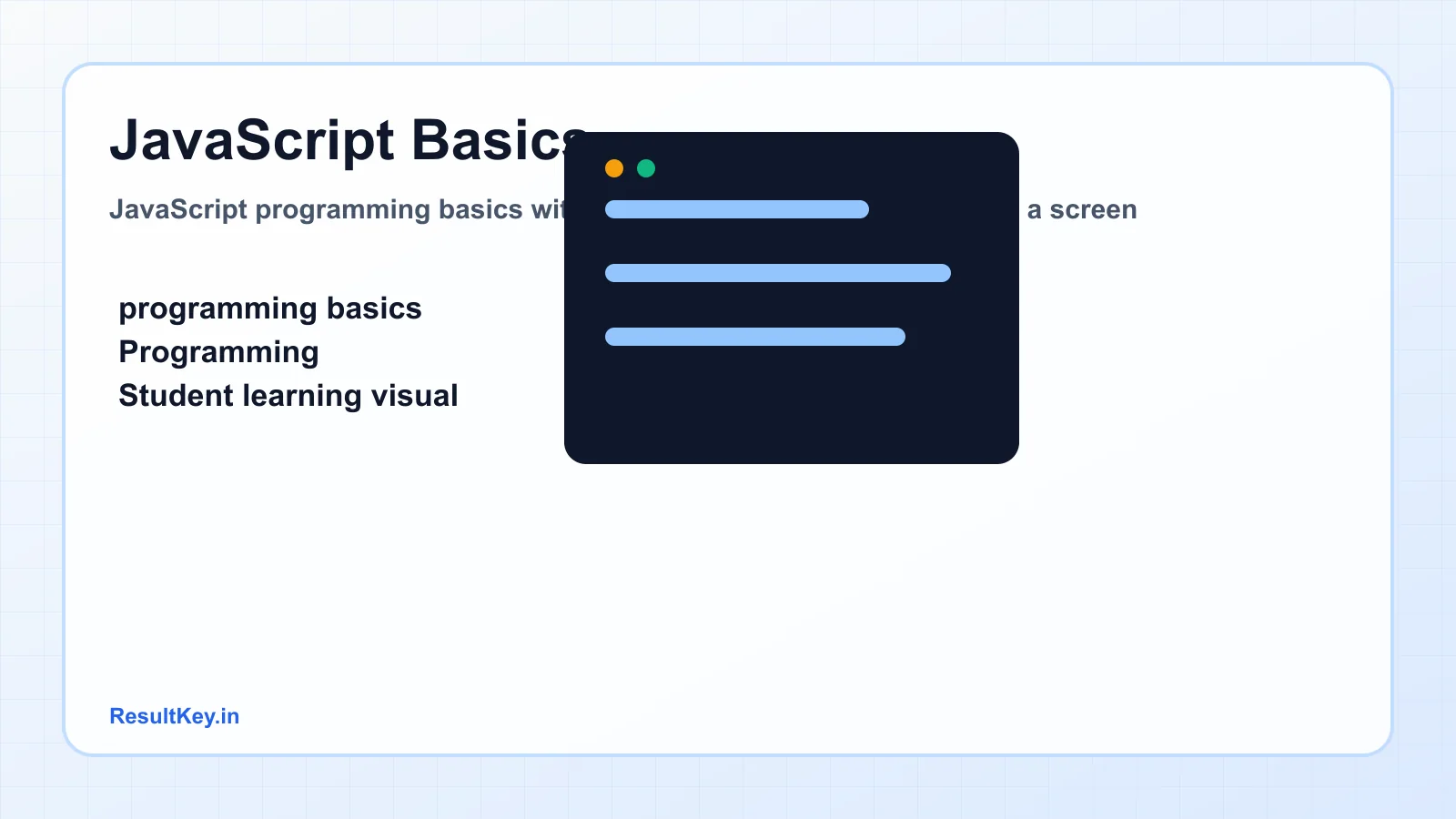 JavaScript programming basics with variables loops and functions on a screen